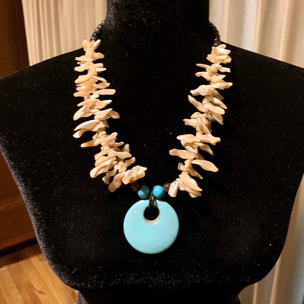 Turquoise and Brown Statement Necklace